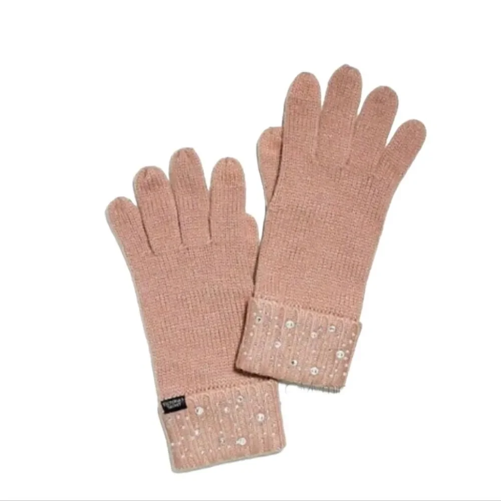 Victoria's Secret Pale Pink Gloves with Rhinestones